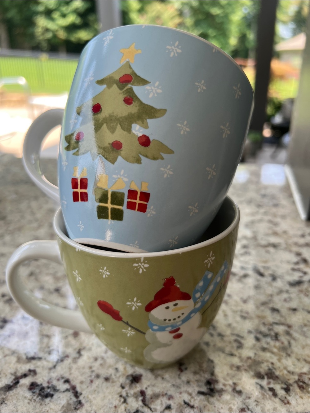 Eddie Bauer Holiday Snowman & Christmas Tree Mug Set